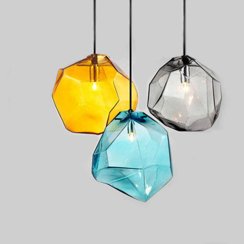 Modern Simplicity Irregular Shape Glass 1-light Pendant Light for Living Room BulbSquare
