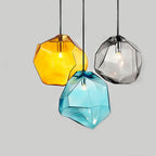 Modern Simplicity Irregular Shape Glass 1-light Pendant Light for Living Room BulbSquare