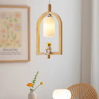 Lumendat Japanese Creative Wood Frame Resin Astronaut 1-Light Pendant Light Lumendat