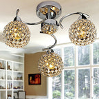 Modern Art Deco Round Hollowed Out Orb Iron Crystal 3-light Semi-flush Mount Ceiling Light for Living Room