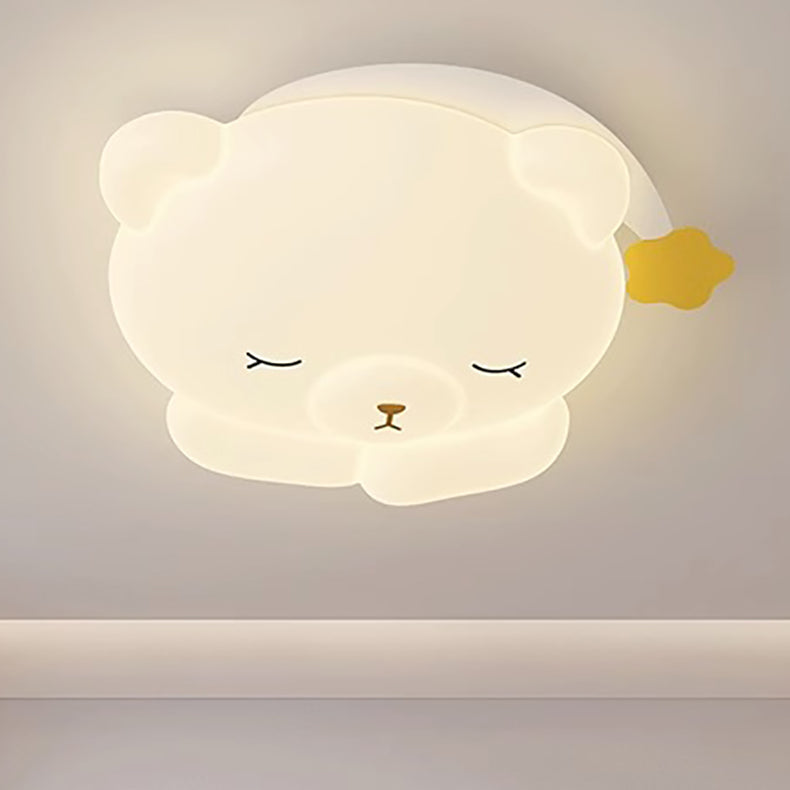 Lumendat Modern Art Deco Kids Iron PE Bear LED Flush Mount Ceiling Light For Bedroom Lumendat