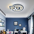 Contemporary Creative Kids Round Basketball Football Iron Acrylic LED Flush Mount Ceiling Light For Bedroom