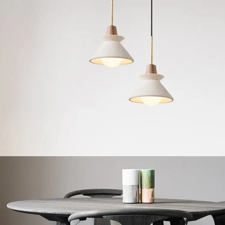 Nordic Minimalist White Cement 1-light Tapered Pendant Light Lumendat
