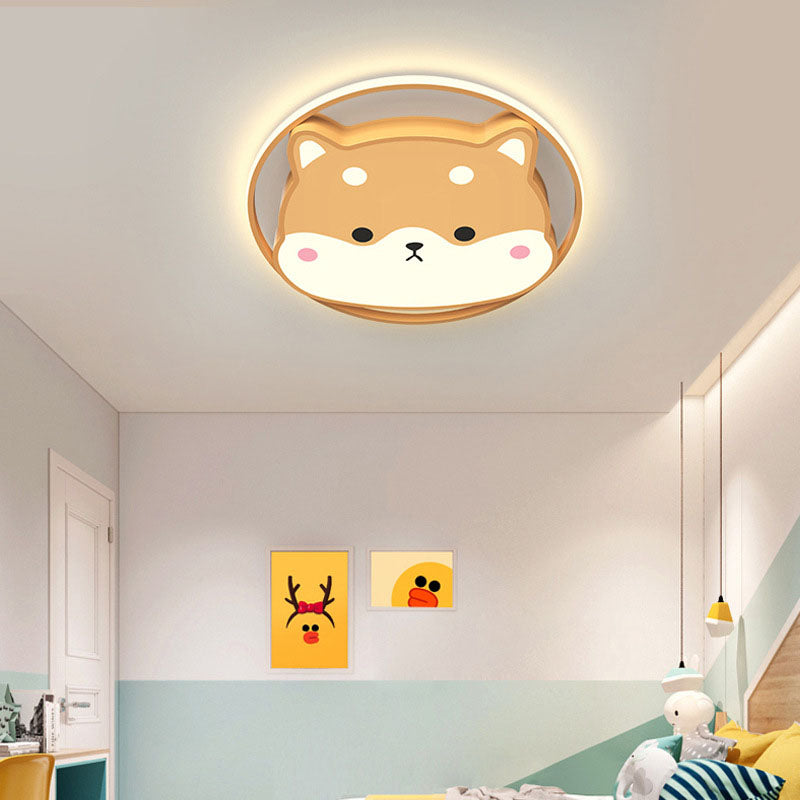Lumendat Contemporary Creative Round Shiba Inu Kids Acrylic LED Flush Mount Ceiling Light For Bedroom Lumendat