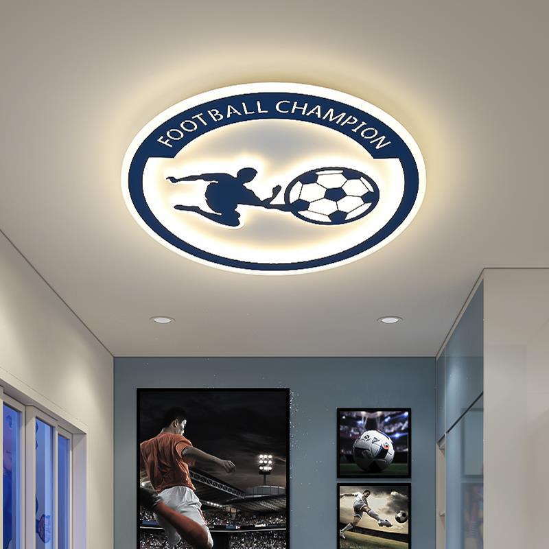 Lumendat Contemporary Creative Kids Round Football Iron Acrylic LED Flush Mount Ceiling Light For Bedroom Lumendat