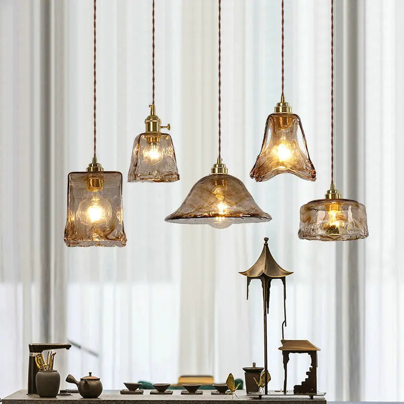 Vintage Amber Glass 1-light Pendant Light BulbSquare