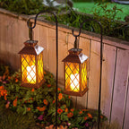 Traditional Vintage Solar Quadrangle Palace Light Iron Glass LED Outdoor Light For Garden Lumendat