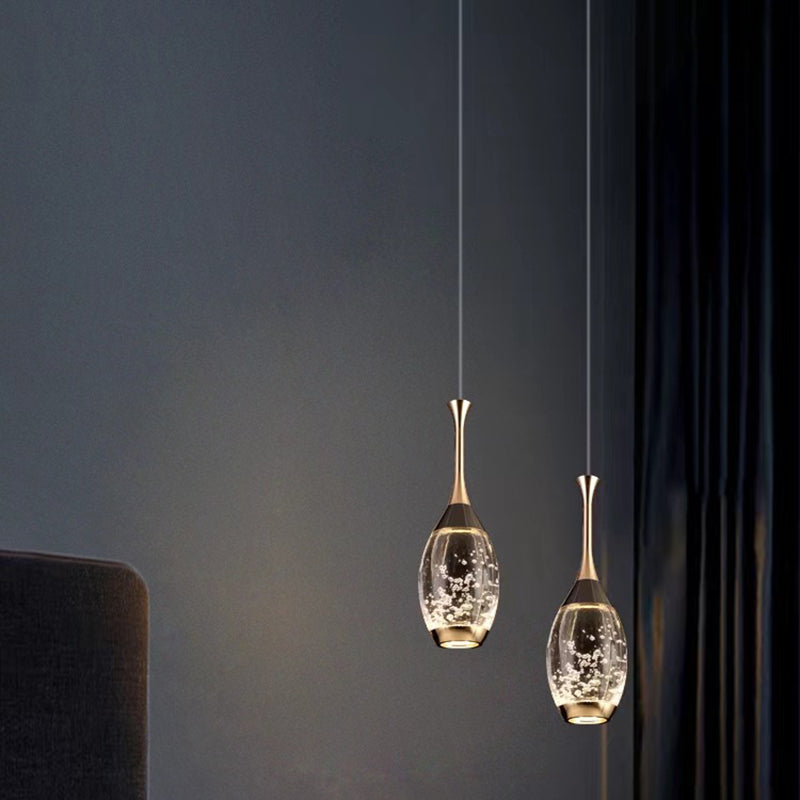Contemporary Luxury Aluminum Water Drop Crystal LED Pendant Light for Living Room