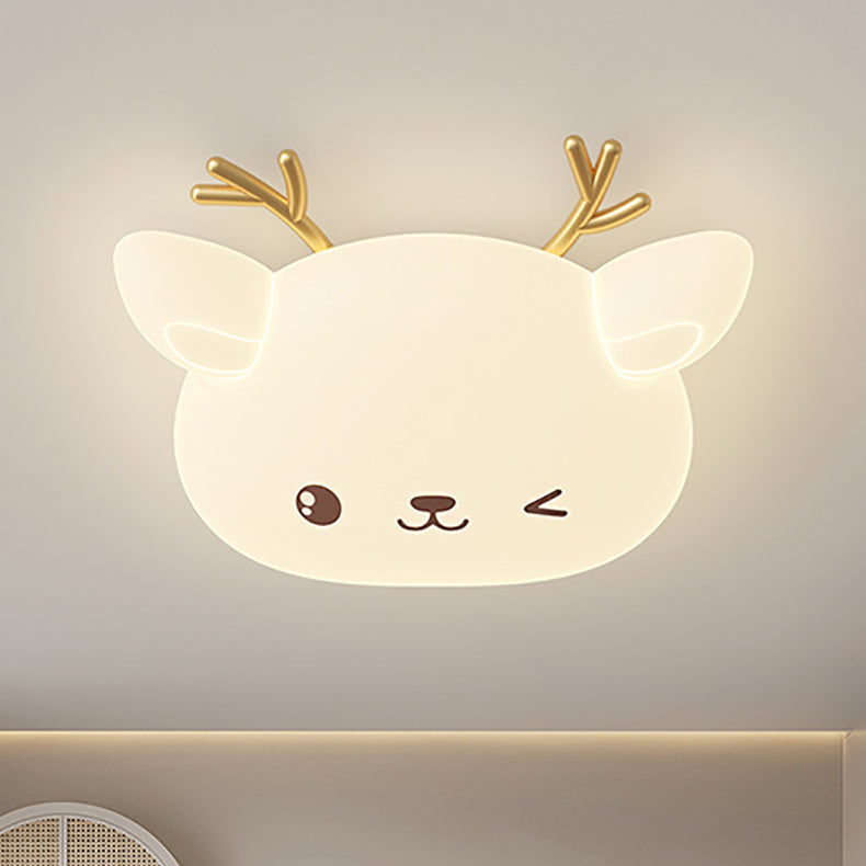 Lumendat Modern Simplicity Kids Iron PE Deer Elliptical LED Flush Mount Ceiling Light For Bedroom Lumendat