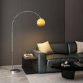 Contemporary Scandinavian Glass Round Shade Fishing Rod Iron 1-Light Standing Floor Lamp For Living Room Lumendat