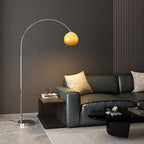 Contemporary Scandinavian Glass Round Shade Fishing Rod Iron 1-Light Standing Floor Lamp For Living Room Lumendat