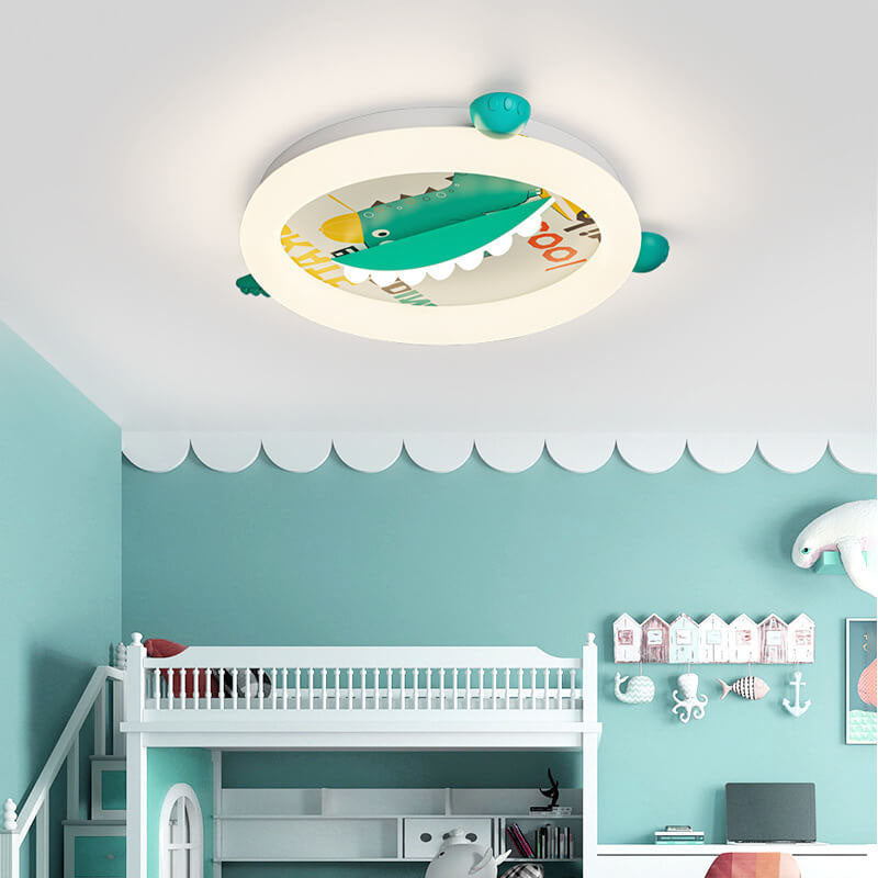 Lumendat Contemporary Creative Kids Round Dinosaur Iron Acrylic Plastic LED Ceiling Light For Bedroom Lumendat