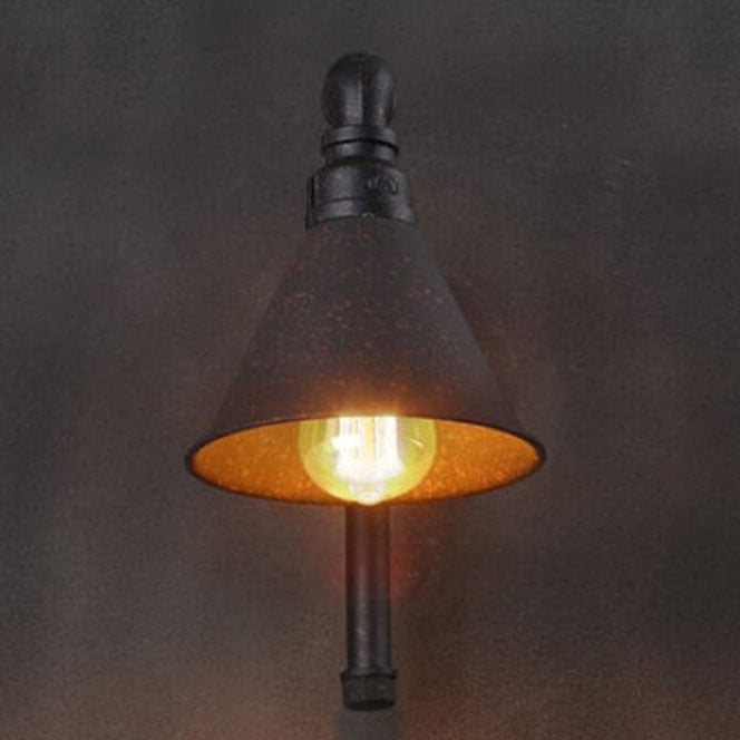 Contemporary Industrial Plumbing Cone Iron 1-Light Wall Sconce Lamp for Living Room Lumendat