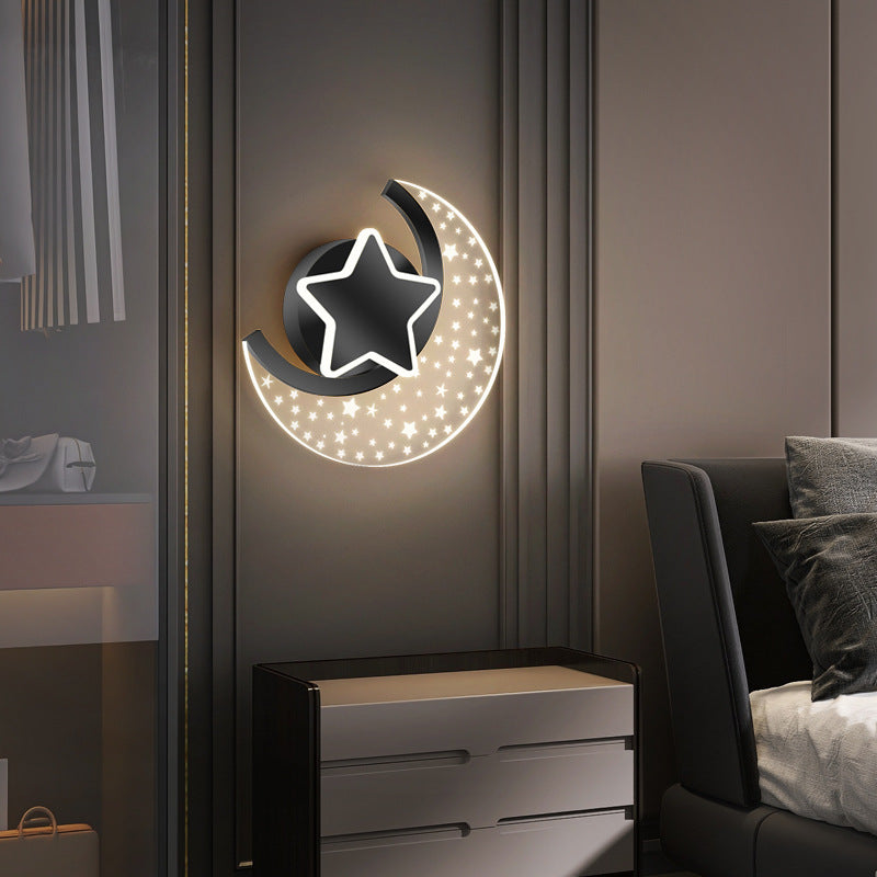 Lumendat Contemporary Creative Kids Star Moon Acrylic Aluminum Iron LED Wall Sconce Lamp For Bedroom Lumendat