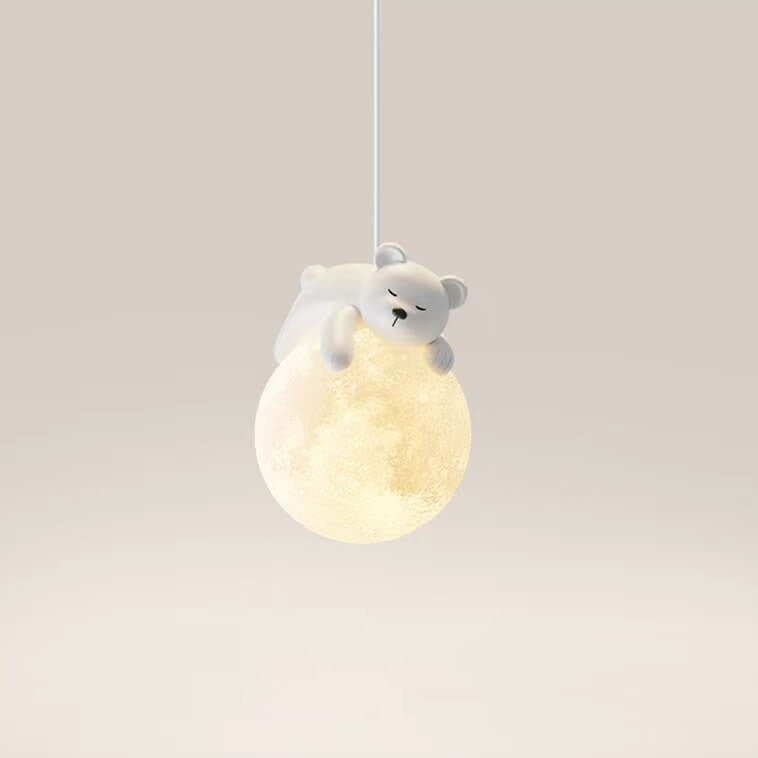 Lumendat Modern Simple Resin Bear Rabbit Decorative Iron 1-Light Pendant Light Lumendat