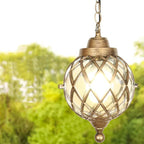 European Vintage Round Ball Die-cast Aluminum Glass Waterproof Outdoor 1-light Pendant Light BulbSquare