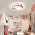 Lumendat Contemporary Creative Kids Iron Acrylic Round Pig LED Flush Mount Ceiling Light For Bedroom Lumendat
