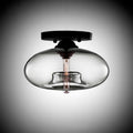 Contemporary Creative Flat Oval Iron Glass 1-light Semi-flush Mount Ceiling Light for Living Room BulbSquare