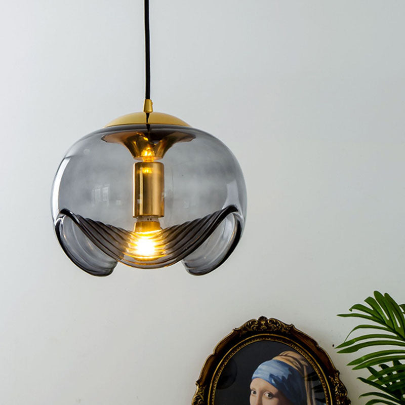 Contemporary Scandinavian Oval Column Iron Glass 1-light Pendant Light for Bedroom