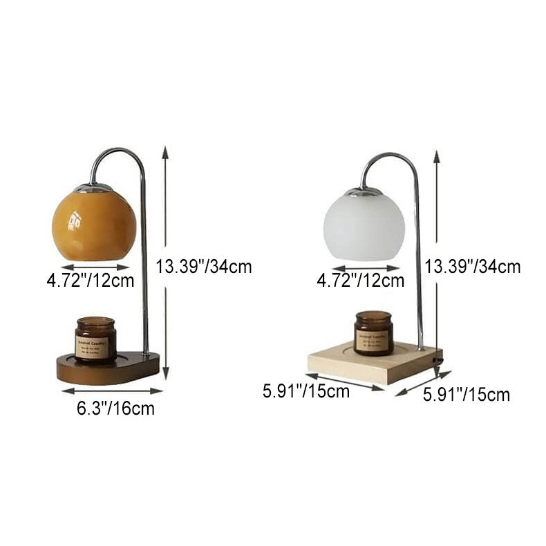 Modern Simple Solid Wood Candle Spherical 1-Light Melting Wax Table Lamp Lumendat