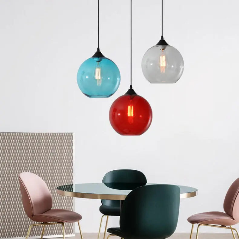 Nordic Minimalist Stained Round Glass 1-light Pendant Light Lumendat