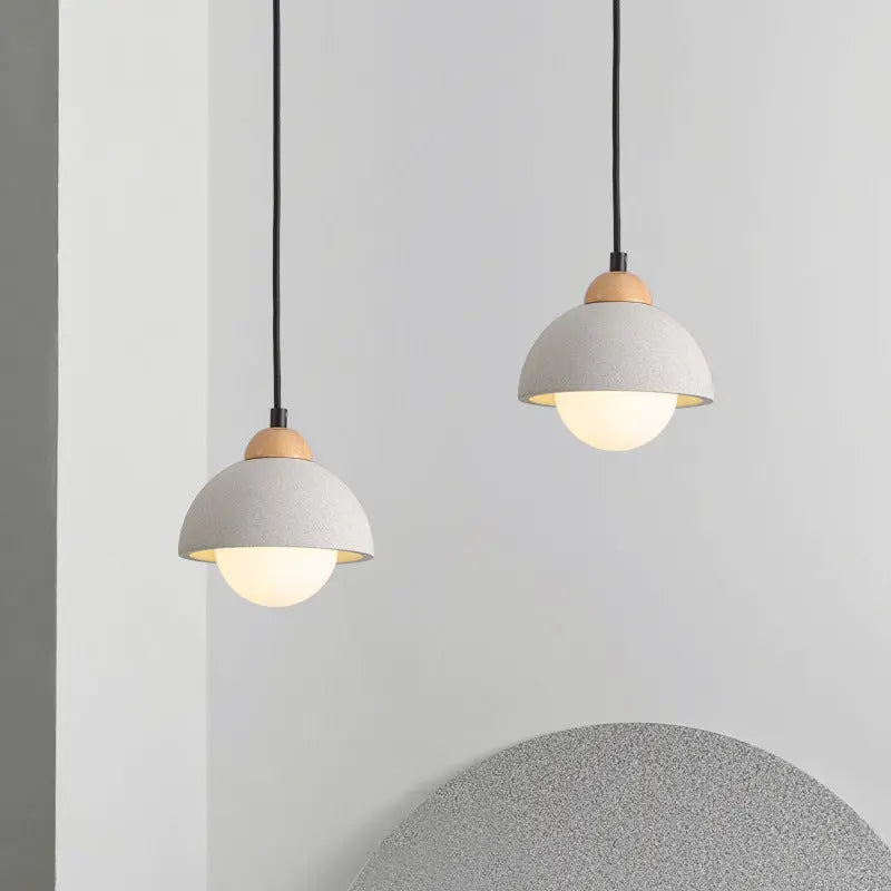 Contemporary Scandinavian Cement Dome Glass Shade 1-light Pendant Light for Bedroom BulbSquare