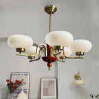 Traditional Vintage Metal Glass Oval Round 3/5 Light Chandeliers for Living Room BulbSquare