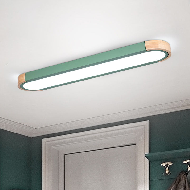 Contemporary Scandinavian Long Oval Iron Log Acrylic LED Flush Mount Ceiling Light For Bedroom Lumendat