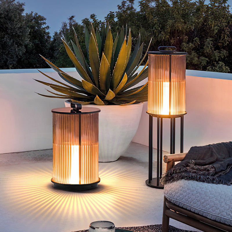 Modern Simplicity Cylinder Glass Steel 1-Light Landscape Light For Outdoor Patio Lumendat
