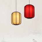 Modern Chinese Faux Sheepskin Wooden Lantern 1-light Pendant Light Lumendat