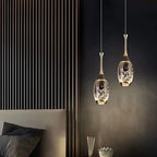 Contemporary Luxury Aluminum Water Drop Crystal LED Pendant Light for Living Room