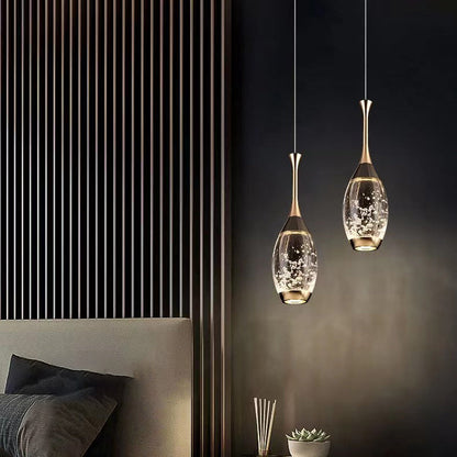 Contemporary Luxury Aluminum Water Drop Crystal LED Pendant Light for Living Room
