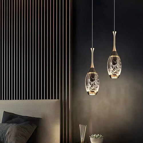 Contemporary Luxury Aluminum Water Drop Crystal LED Pendant Light for Living Room