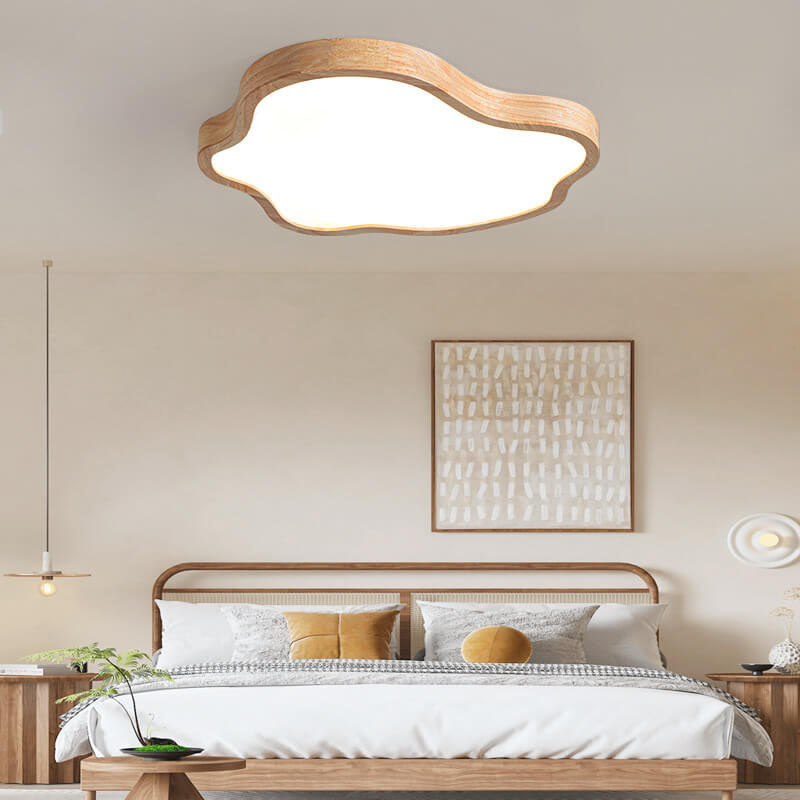 Japanese Modern Cloud Acrylic Log LED Flush Mount Ceiling Light BulbSquare