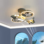 Lumendat Contemporary Creative Hardware Kids Aircraft LED Downrods Ceiling Fan Light For Bedroom Lumendat
