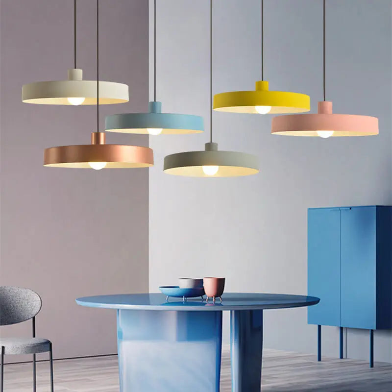 Modern Minimalist Aluminum Disc 1-light Pendant Light for Living Room BulbSquare