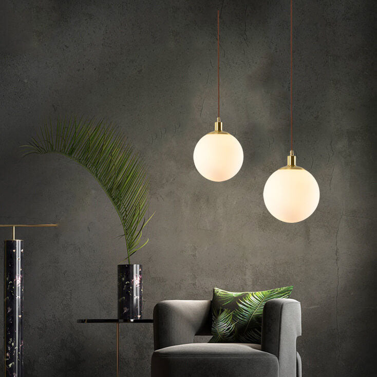 Contemporary Nordic Minimalist White Orb 1-Light Pendant Light For Bedroom Lumendat