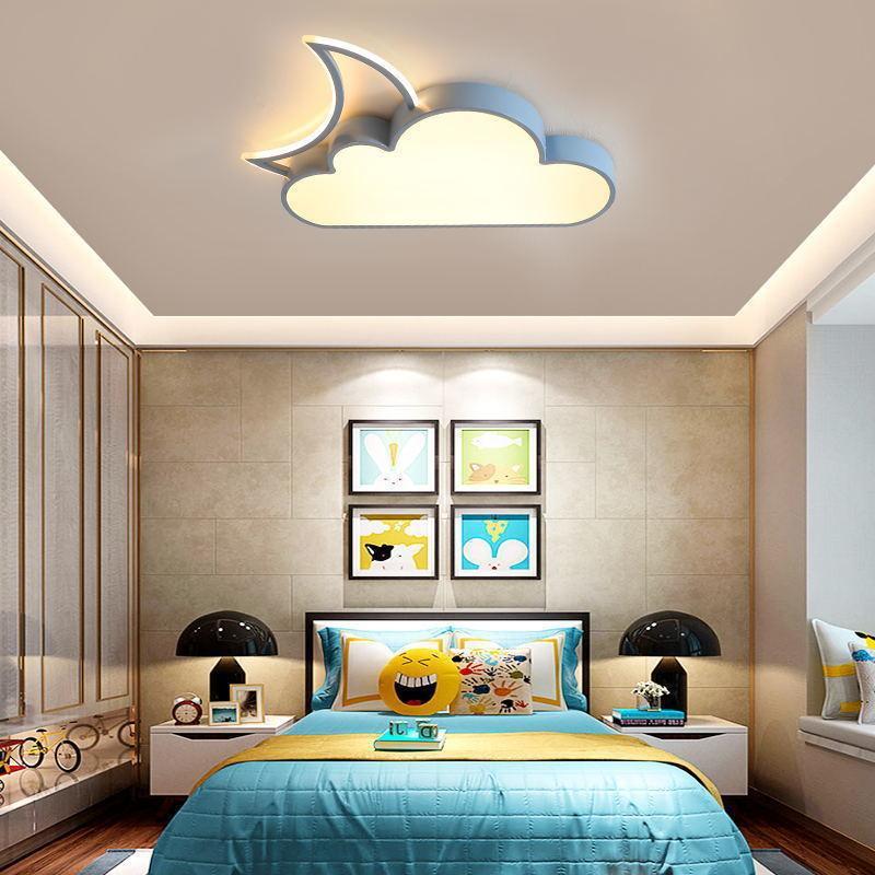Lumendat Contemporary Nordic Kids Iron Acrylic Cloud Moon LED Flush Mount Ceiling Light For Bedroom Lumendat