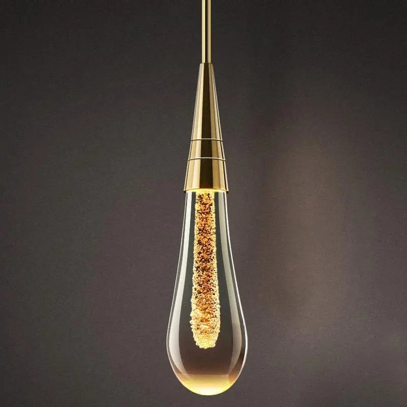Contemporary Scandinavian Water Drops Metal Glass LED Pendant Light for Bedroom BulbSquare