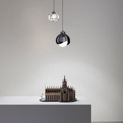 Light Luxury Simple Crystal Ball Metal 2-light Curve Pendant Light