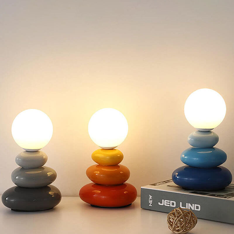Modern Minimalist Pebble Ceramic Glass USB LED Table Lamp Lumendat