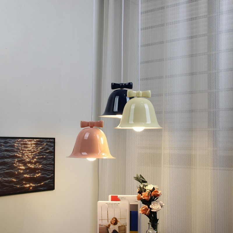 Contemporary Scandinavian Iron Bowknot Bell 1-light Pendant Light for Living Room