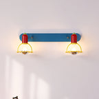 Lumendat Modern Mid-Century Kids Rectangle Round Iron Acrylic 2-Light Wall Sconce Lamp For Bedroom Lumendat