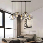 Industrial Vintage Geometric Frame Iron 3/5 Light Island Light Chandelier BulbSquare