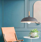 Modern Metal Wooden Top 1-light Dome Pendant Light Lumendat