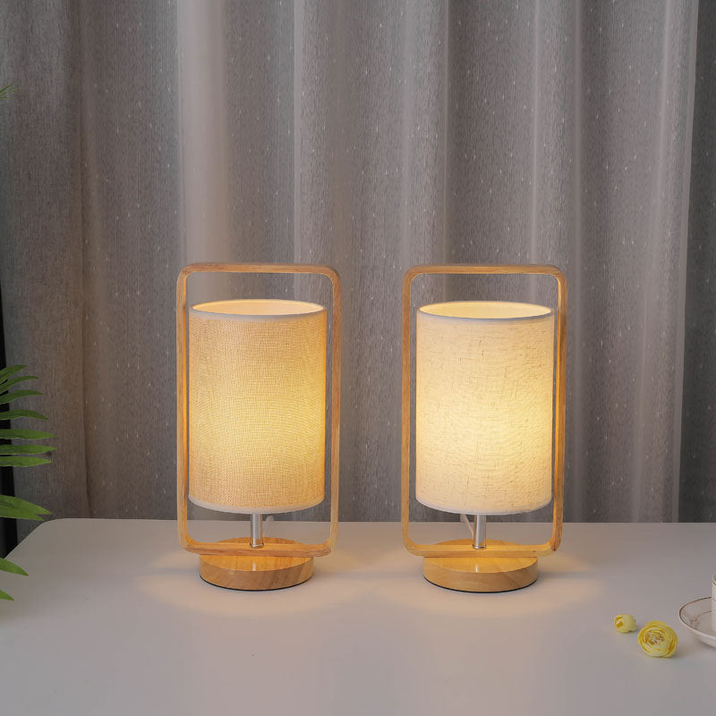 Modern Minimalist Wood Cloth Portable LED Night Light Table Lamp Lumendat