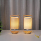 Modern Minimalist Wood Cloth Portable LED Night Light Table Lamp Lumendat