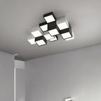Modern Minimalist Cube Iron Acrylic LED Flush Mount Ceiling Light for Living Room