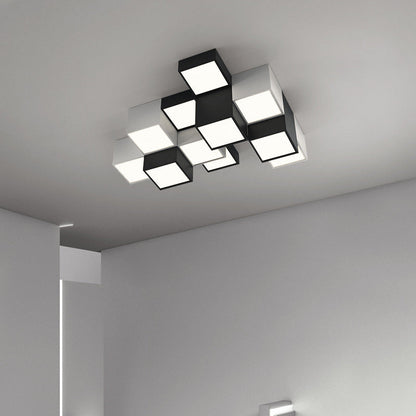Modern Minimalist Cube Iron Acrylic LED Flush Mount Ceiling Light for Living Room