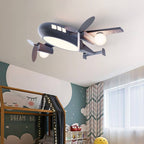 Nordic Creative Kids Cartoon Wrought Iron Airplane LED Flush Mount Ceiling Light Lumendat